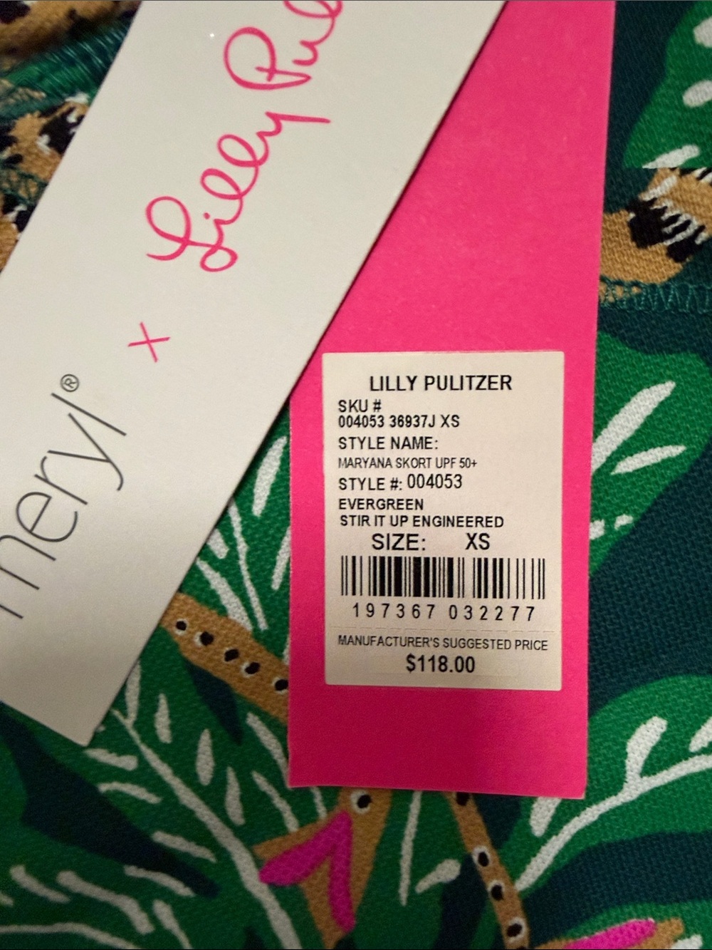 Lilly Pulitzer Evergreen Palm & Pink Flamingo Print Skort - Picture 2 of 6